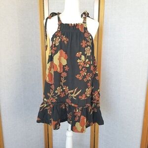 Free People XS Top Fleur Twilight Floral Print Loose Tunic Top Boho